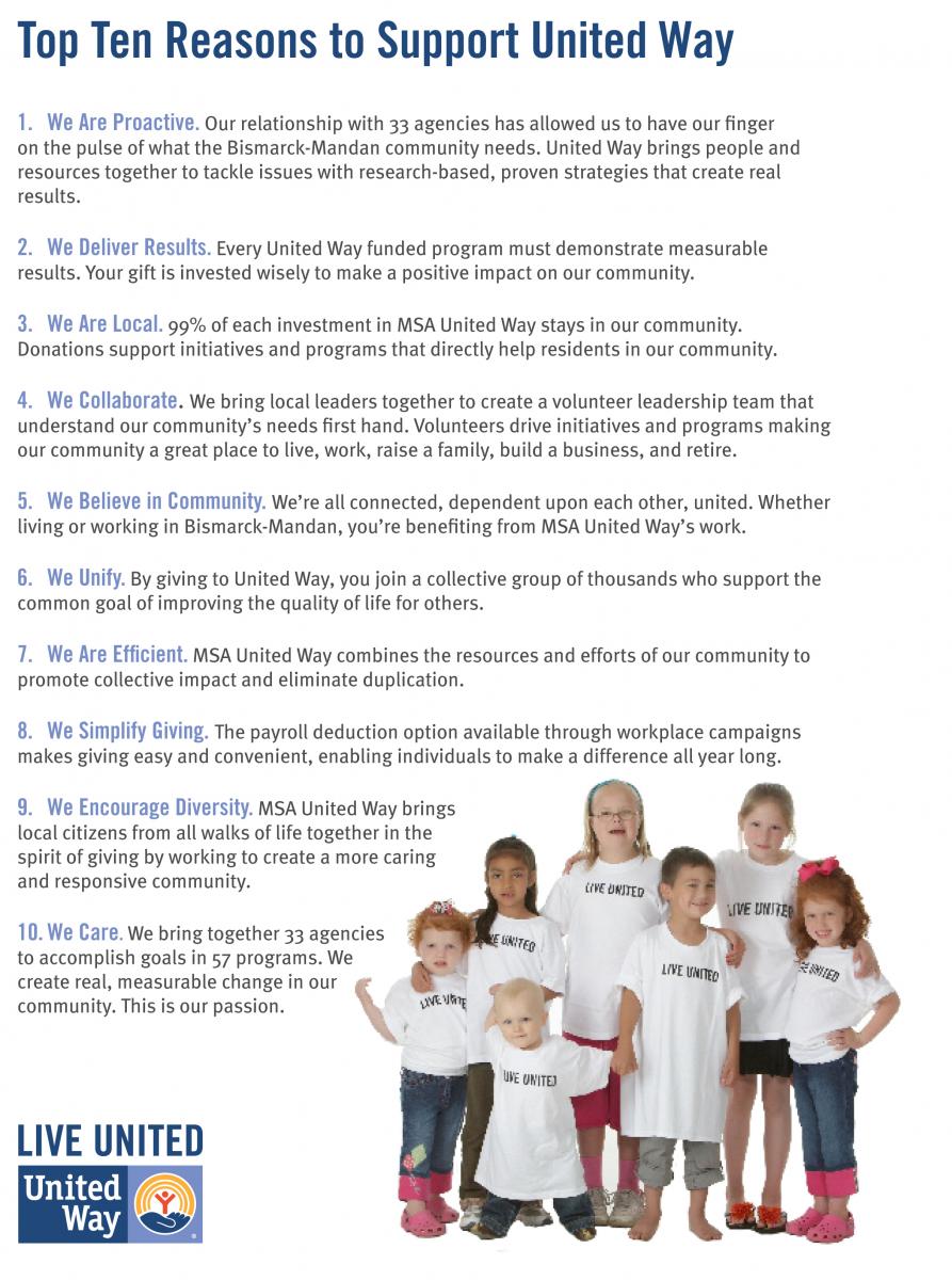 Ten Reasons to Support United Way